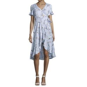 Floral Blue Wrap Dress